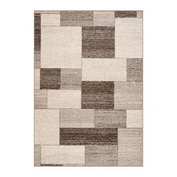 Covor Dreptunghiular, 60 cm x 110 cm, Bej / Crem / Maro, Model Daffi