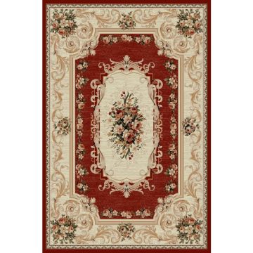 Covor Dreptunghiular, 60 x 110 cm, Rosu, Lotos Model Floral 535