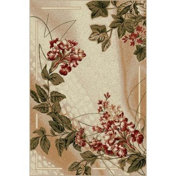 Covor Dreptunghiular, 80 x 150 cm, Crem / Maro, Lotos Model Floral 1511