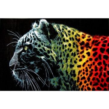 Covor Dreptunghiular, 80 x 150 cm, Multicolor, Model Black Leopard Lotos 11016