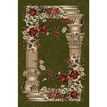 Covor Dreptunghiular, 80 x 150 cm, Verde, Model Coloane Lotos 532