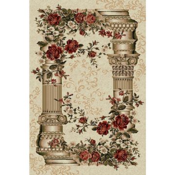 Covor Dreptunghiular, 80 x 200 cm, Crem, Model Coloane Lotos 532