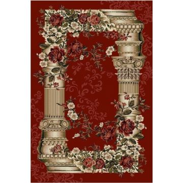 Covor Dreptunghiular, 80 x 200 cm, Rosu, Model Coloane Lotos 532