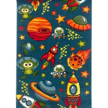 Covor Dreptunghiular pentru Copii, 120 x 170 cm, Albastru, Kolibri Cosmos 11200