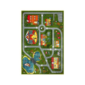 Covor Dreptunghiular pentru Copii, 80 x 150 cm, Verde, Kolibri Model Drumulete 11061