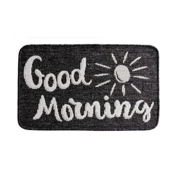 Covor Dreptunghiular pentru Usa de Intrare, Negru, 50 x 80 cm, Antiderapant, Model Flex