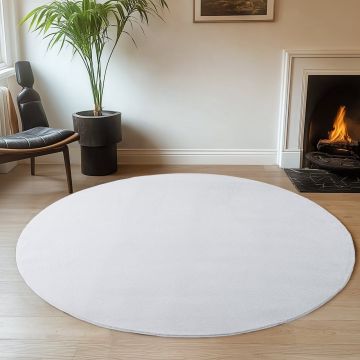 Covor Joy Alb, Rotund, D160 cm