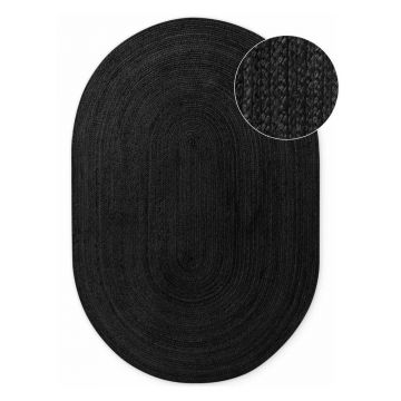 Covor negru reversibil/țesut manual din iută 160x230 cm Braided – Hanse Home