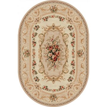 Covor Oval, 250 x 350 cm, Bej, Model Clasic Lotos 535