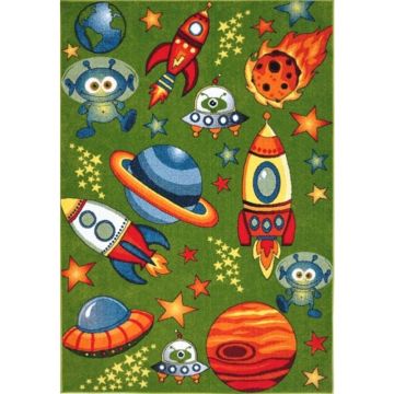 Covor pentru Copii, 120 cm x 170 cm, Verde, Model Kolibri Cosmos