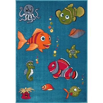 Covor pentru Copii Albastru, Model Pestisor, 120 cm x 170 cm, 11381