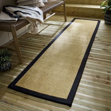 Covor traversa Sisal Look Outdoor Negru 60x230 cm, Flair Rugs