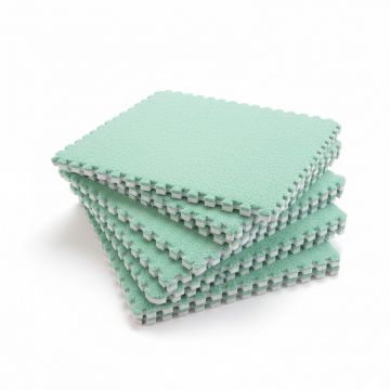 Covoras puzzle pufos 61.5x61.5x1.7 cm, spuma eva, set 2 piese culoare mint green