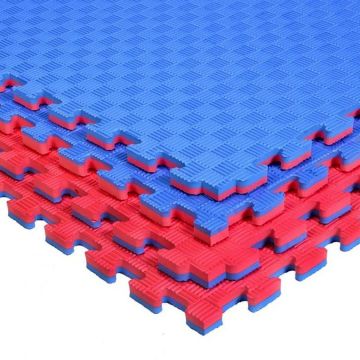 Covoras tip puzzle xxl, spuma eva, 100x100 cm, grosime 2 cm, antiderapant, rosualbastru