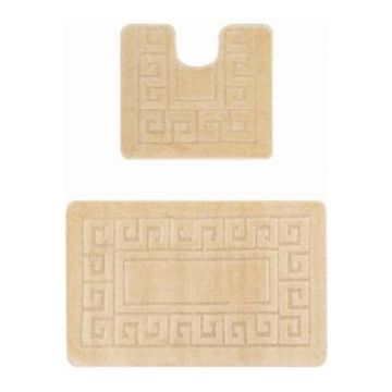 Set 2 Covorase pentru Baie, 60 x 100 cm, 50 x 60 cm, Antiderapante, Bej, Ethnic 2540