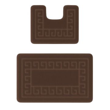 Set 2 Covorase pentru Baie, Maro, 60 x 100 cm, 50 x 60 cm, Antiderapante, Ethnic 2599