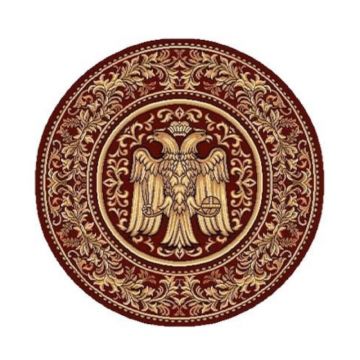 Covor Bisericesc Rotund, 120 cm x 120 cm, Rosu, Model Lotos