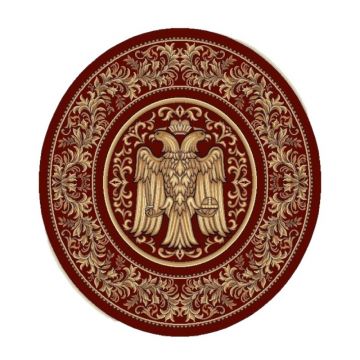 Covor Bisericesc Rotund, 200 cm x 200 cm, Rosu, Model Lotos