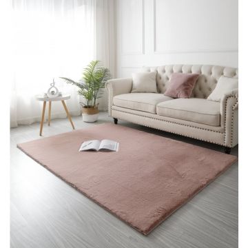 Covor Blanita Roz, Antiderapant, 80 cm x 150 cm, Soft Lop 020