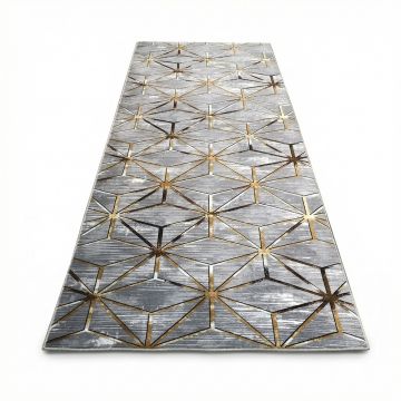 Covor de Hol Diamond, Gri, Lavabil, Antibacterian, Antiderapant, 300x80 cm