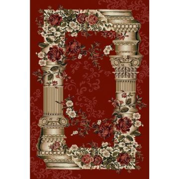 Covor Dreptunghiular, 120 x 170 cm, Rosu, Model Coloane Lotos 532