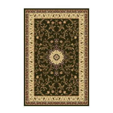 Covor Dreptunghiular, 120 x 170 cm, Verde / Crem, Model Lotos