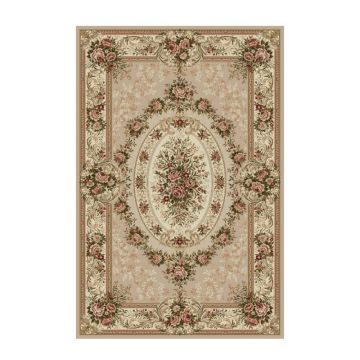 Covor Dreptunghiular, 150 x 230 cm, Bej / Crem, Model Floral Lotos