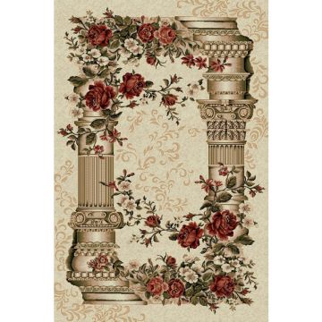 Covor Dreptunghiular, 150 x 230 cm, Crem, Model Coloane Lotos 532