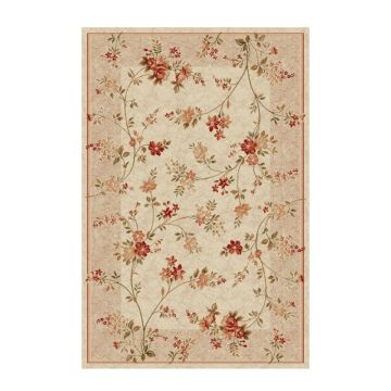 Covor Dreptunghiular, 150 x 300 cm, Crem / Bej, Model Flori Lotos