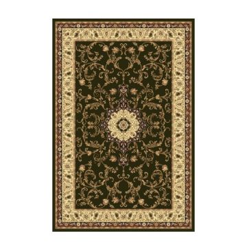 Covor Dreptunghiular, 150 x 300 cm, Verde / Crem, Model Lotos