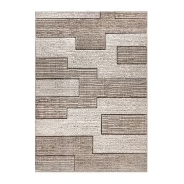 Covor Dreptunghiular, 60 cm x 130 cm, Crem / Maro, Model Fashion