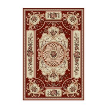 Covor Dreptunghiular, 80 x 150 cm, Rosu / Crem, Model Lotos