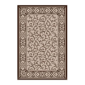 Covor Dreptunghiular pentru Bucatarie, 140 x 200 cm, Crem / Maro, Model Natura