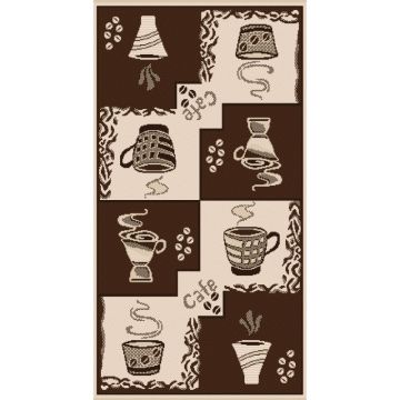 Covor Dreptunghiular pentru Bucatarie, 75 x 200 cm, Antiderapant, Maro, Flex 950/91