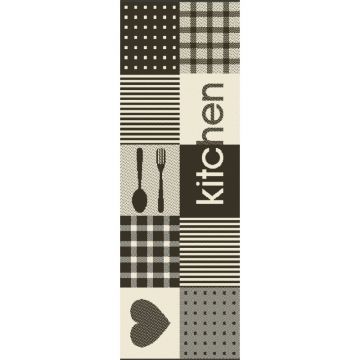 Covor Dreptunghiular pentru Bucatarie, 75 x 200 cm, Gri, Antiderapant, Flex 19053/08