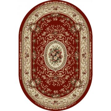 Covor Oval, 100 x 200 cm, Rosu / Grena, Lotos 568