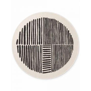 Covor pentru exterior Èu0099i interior negru/crem rotund Ã¸ 160 cm Haringey Bounds âu0080Ted Baker