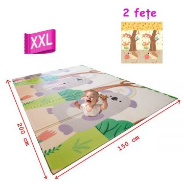 Covoras de joaca cu 2 fete 200x150 cm pentru bebelusi