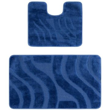 Set 2 Covorase pentru Baie, Albastru, 50 x 80 cm, 40 x 50 cm, Antiderapante, Symphony 2582