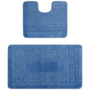 Set 2 Covorase pentru Baie, Blue, 50 x 80 cm, 40 x 50 cm, Antiderapante, Ethnic 2509