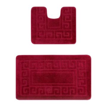 Set 2 Covorase pentru Baie, Burgundy, 50 x 80 cm, 40 x 50 cm, Ethnic 2577