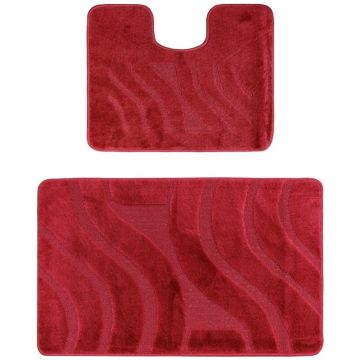 Set 2 Covorase pentru Baie, Burgundy, 60 x 100 cm, 50 x 60 cm Symphony 2577