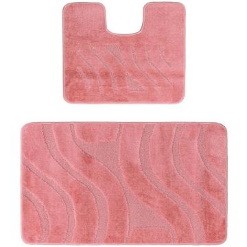 Set 2 Covorase pentru Baie, Roz, 60 x 100 cm, 50 x 60 cm, Antiderapante, Symphony 2580
