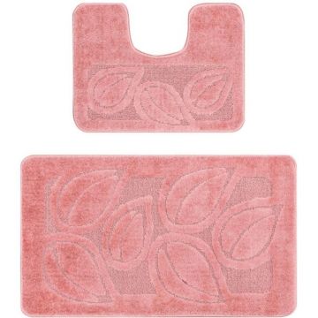 Set 2 Covorase pentru Baie, Roz Prafuit, 60 x 100 cm, 50 x 60 cm, Flora 2580