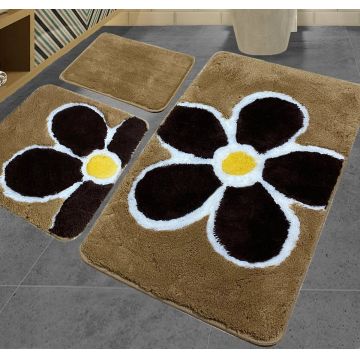 Set 3 Covorase de Baie Flower Bej (Acryl)