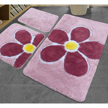 Set 3 Covorase de Baie Flower Pembe (Acryl)