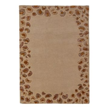 Covor Ã®n culoare naturalÄÈu009Besut manual din amestesc de lÃ¢nÄ160x230 cm Leopard Frame âu0080Flair Rugs
