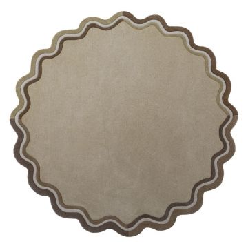 Covor Ã®n culoare naturalÄÈu009Besut manual rotund din lÃ¢nÄÃ¸ 180 cm Leo Scallop âu0080Flair Rugs