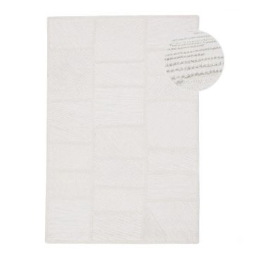 Covor alb Èu009Besut manual din amestesc de lÃ¢nÄ160x230 cm Sculptured Blocks âu0080Flair Rugs