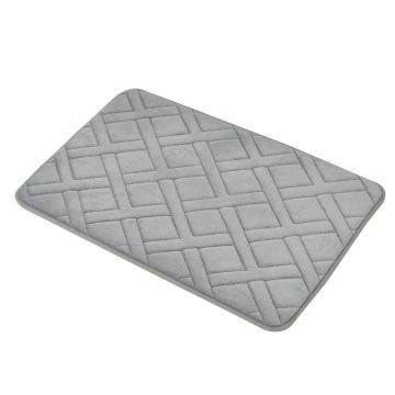 Covor Baie Universal, Spumă cu Memorie, Absorbant, Antiderapant, Memory Foam, 61×41 cm, Gri cu Dungi - Default Title